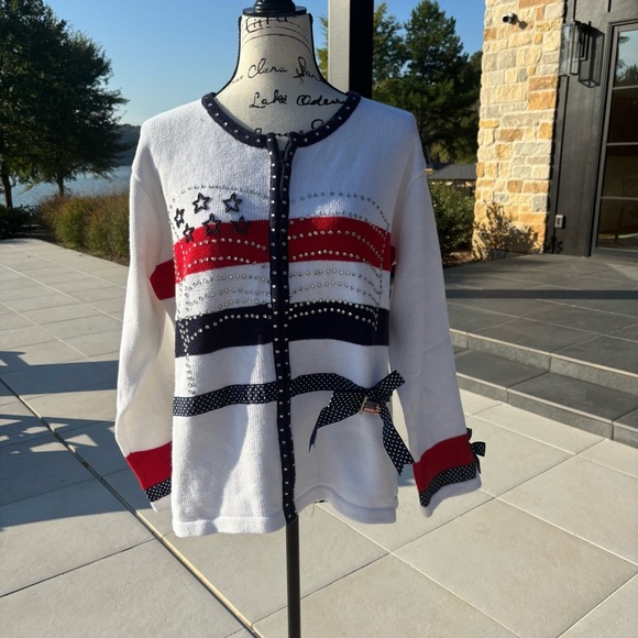 Storybook Knits Sweaters - Vintage Storybook Knits American Celebration Patriotic Cardigan-Deadstock (NWT)